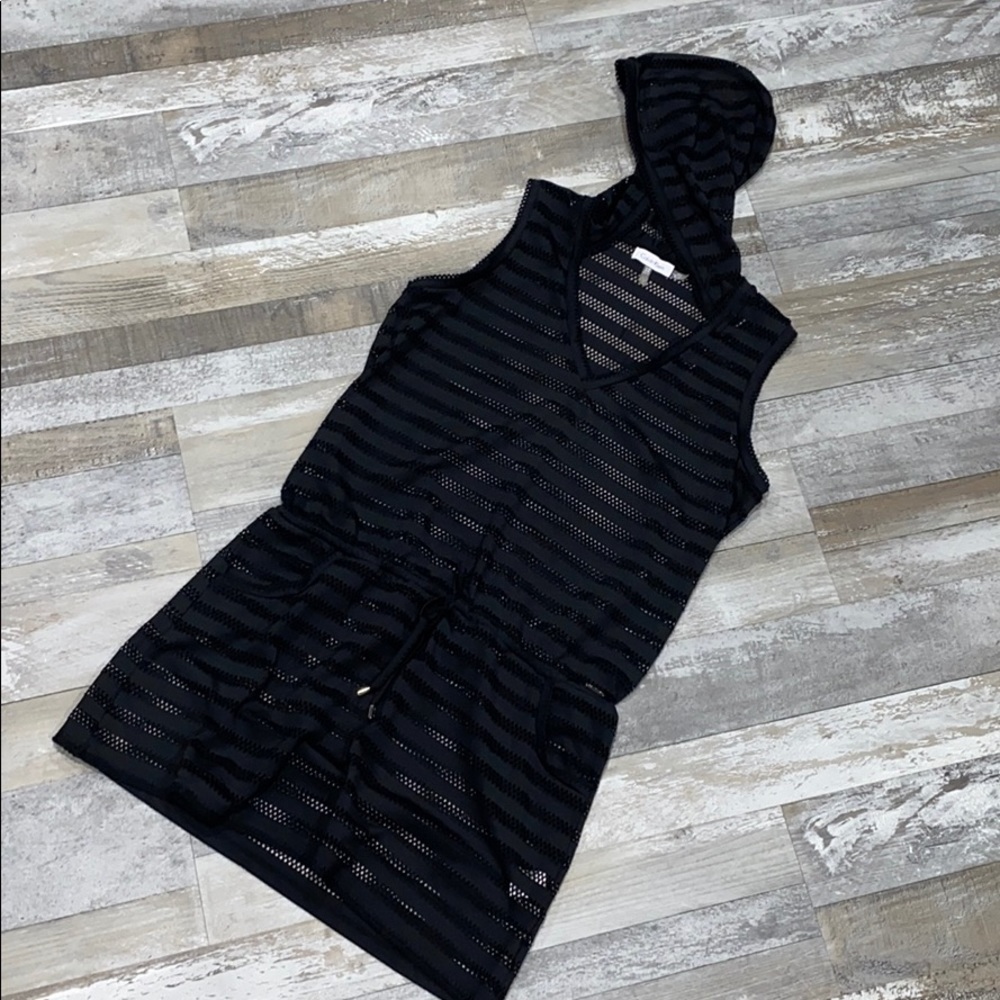NWOT Calvin Klein Black Hooded Swim Cover-up S/M